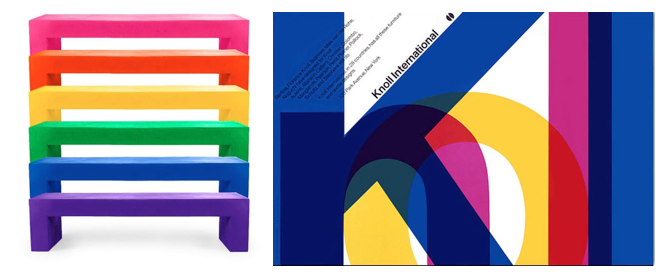 Left: Benches designed by Massimo for Heller, Right: The Knoll International poster