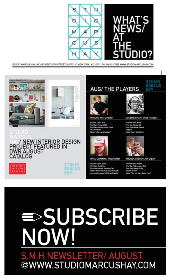 Studio Marcus Hay, Inc/ Newsletter # 1/ August, 2015