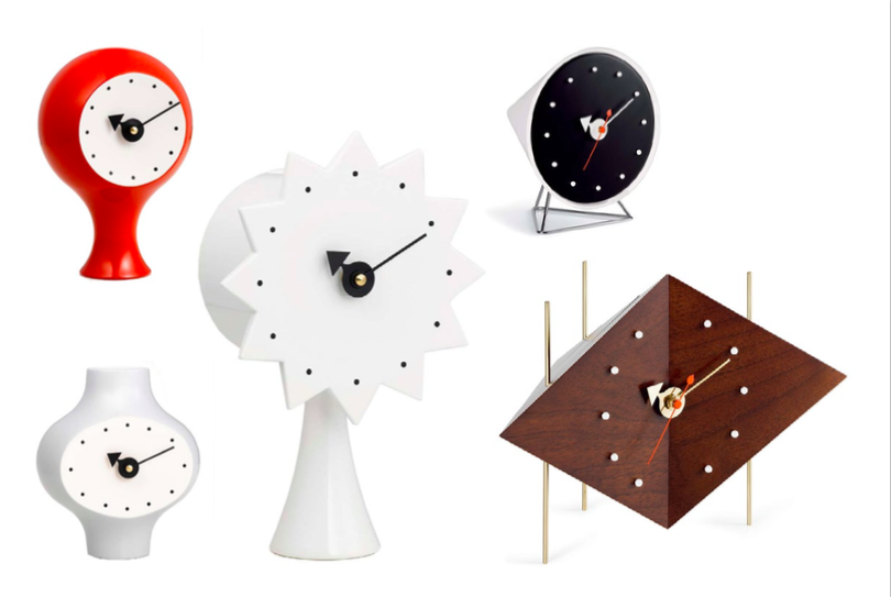 Some of the bedside clocks designed by George Nelson, Images courtesy of Hive Modern 