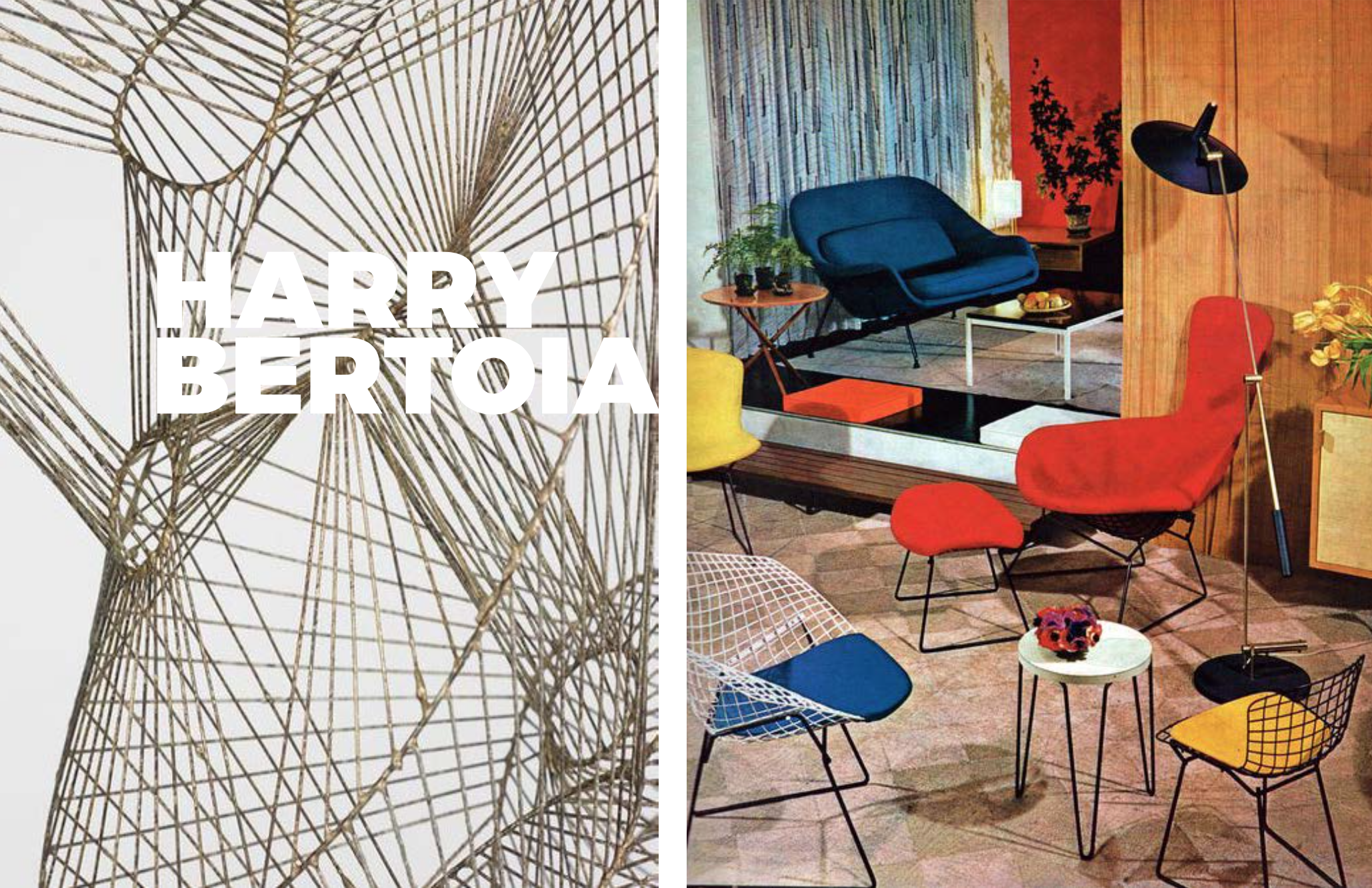 Right: Sculpture, Left: On display in Knoll showroom, 1950's