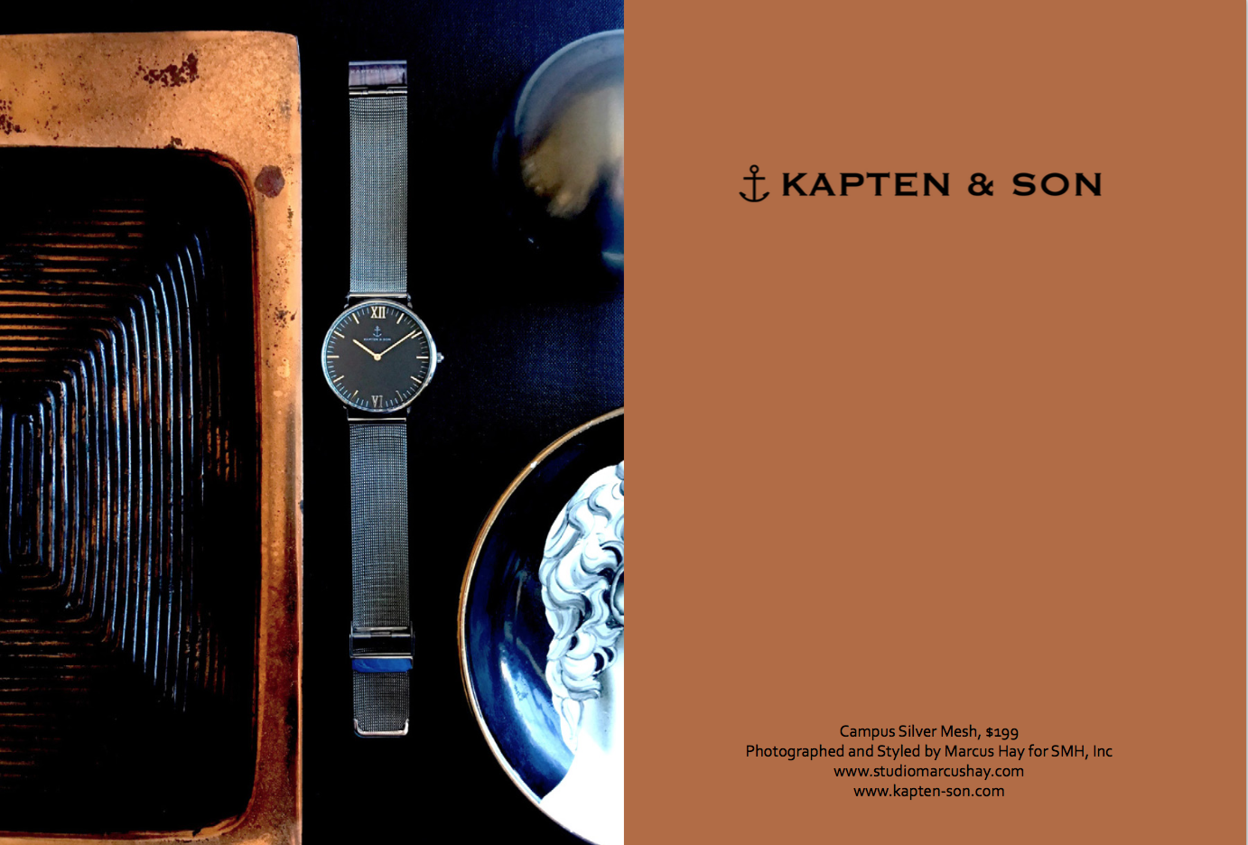 Photography & Styling: Marcus for SMH, Inc, Check out Kapten & Son watches here. Inspiration for the styling of this shot came from the watches sexy but understated bling. We styled this watch in a classic setting surrounded by objects of iconic design. 