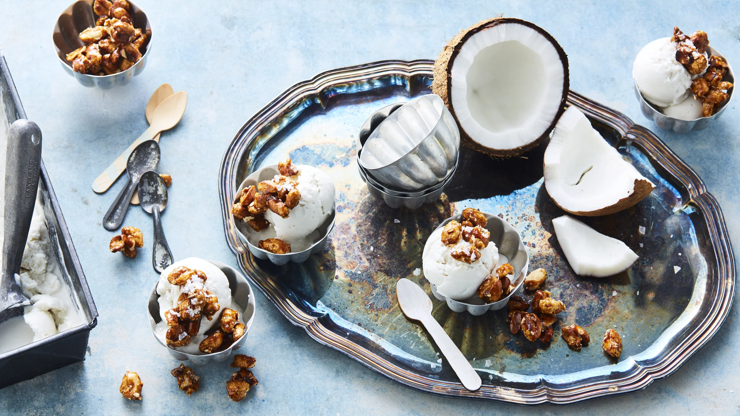 Coconut Sorbet with Salted Candied Peanuts, Photography: Brett Stevens, Art Direction: Anne Marie Cummins, Food and Props Styling: Marcus Hay