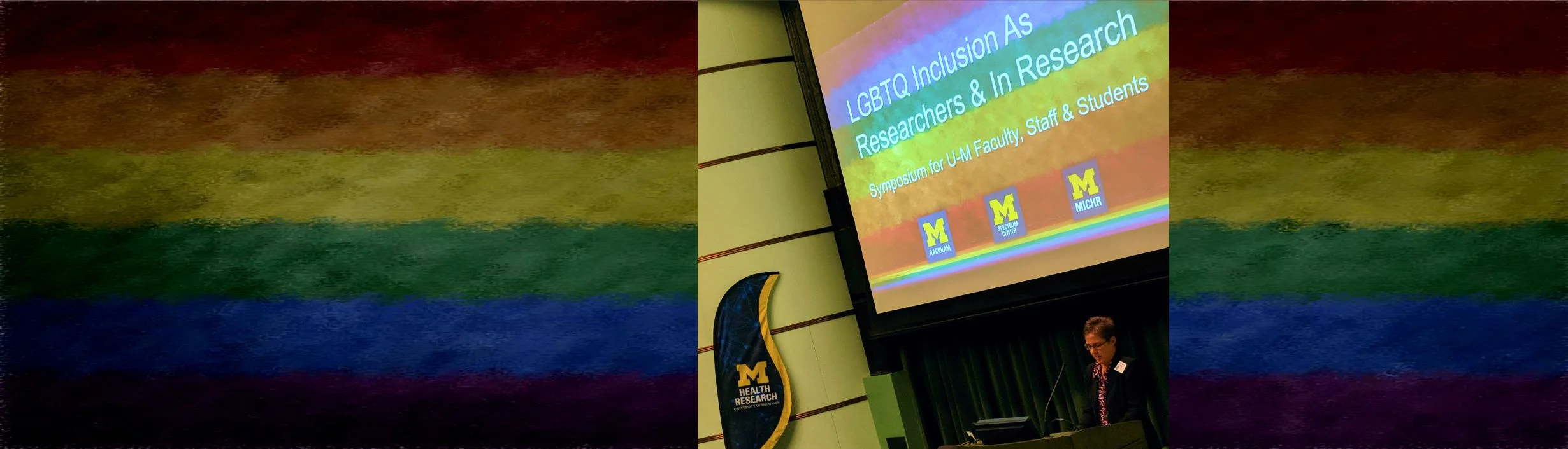 Cortney A. Turner, Assistant Research Scientist and Convener, U-M LGBTQ Faculty Alliance, speaks at the event.