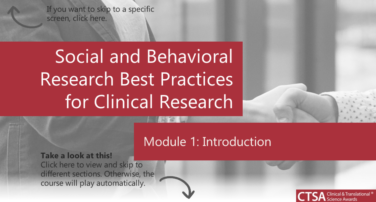 Online Course Social and Behavioral Research Best Practices — MICHR