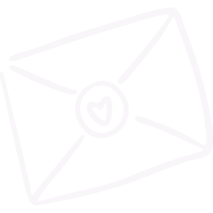 White outline of an envelope with a heart seal at the center on a black background.