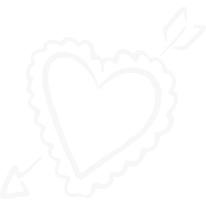 A heart-shaped doodle with a dotted outline and an arrow pointing towards it, on a black background.