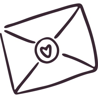 A simple line drawing of an envelope with a heart symbol on the seal.