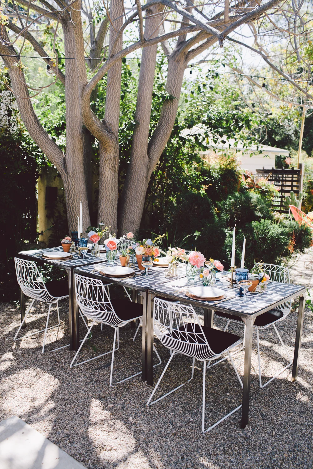 Tipple & Ramble wine patio, Spring Bloom Colorful Bohemian Elopement Inspiration in Ojai, California. Modern Boho tablescape. Art & Soul Events. Photographer Evangeline Lane