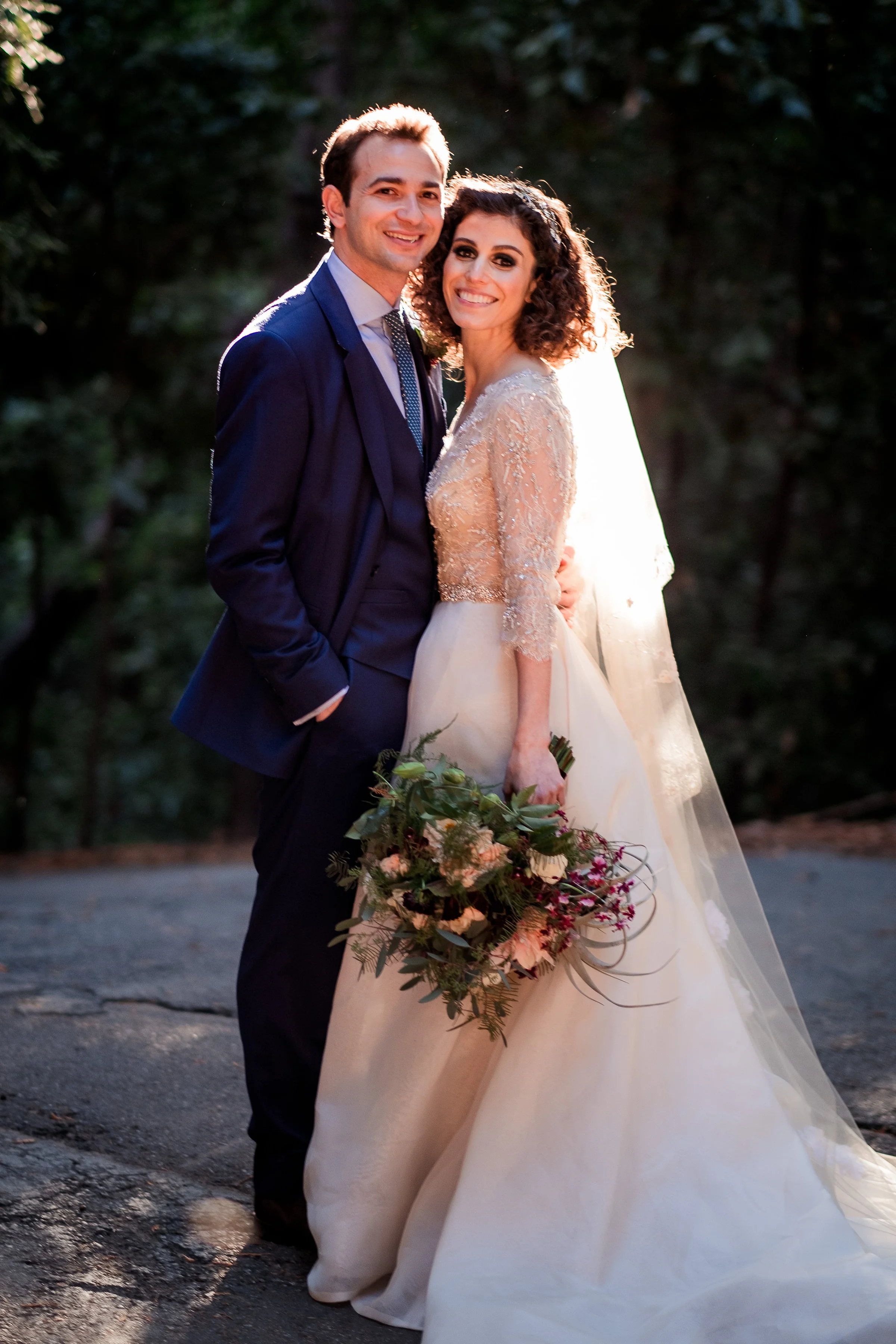 Magical Woodland California Wedding Venue, Sequoia Retreat Center, Art & Soul Events, Nordica Photo, Curly haired bride, Air Plant bouquet & flowers, Monique Lhuillier and Claire Pettibone Veil