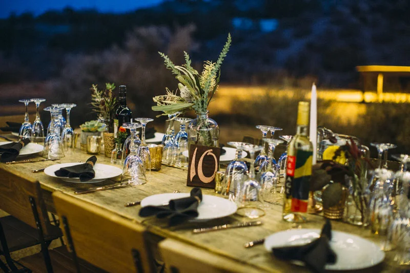 Talawahee Ranch Wedding, Joshua Tree Wedding Venue, Desert Glam Tablescape, Copper Table Numbers, Black Napkin, Desert Wedding, Planning and Design: Art & Soul Events LGBTQ Wedding Planner