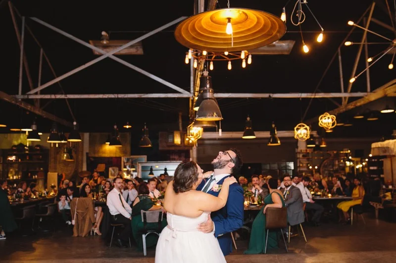 Bride & Groom's first dance to Dart DJ. Unique & eclectic wedding at Big Daddy's Antiques Los Angeles Wedding Venue