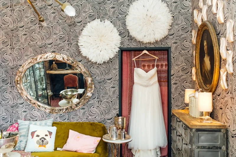 Eclectic Big Daddy's Antiques Los Angeles Wedding, Unique & Cool Wedding Dress Portrait, Art & Soul Events