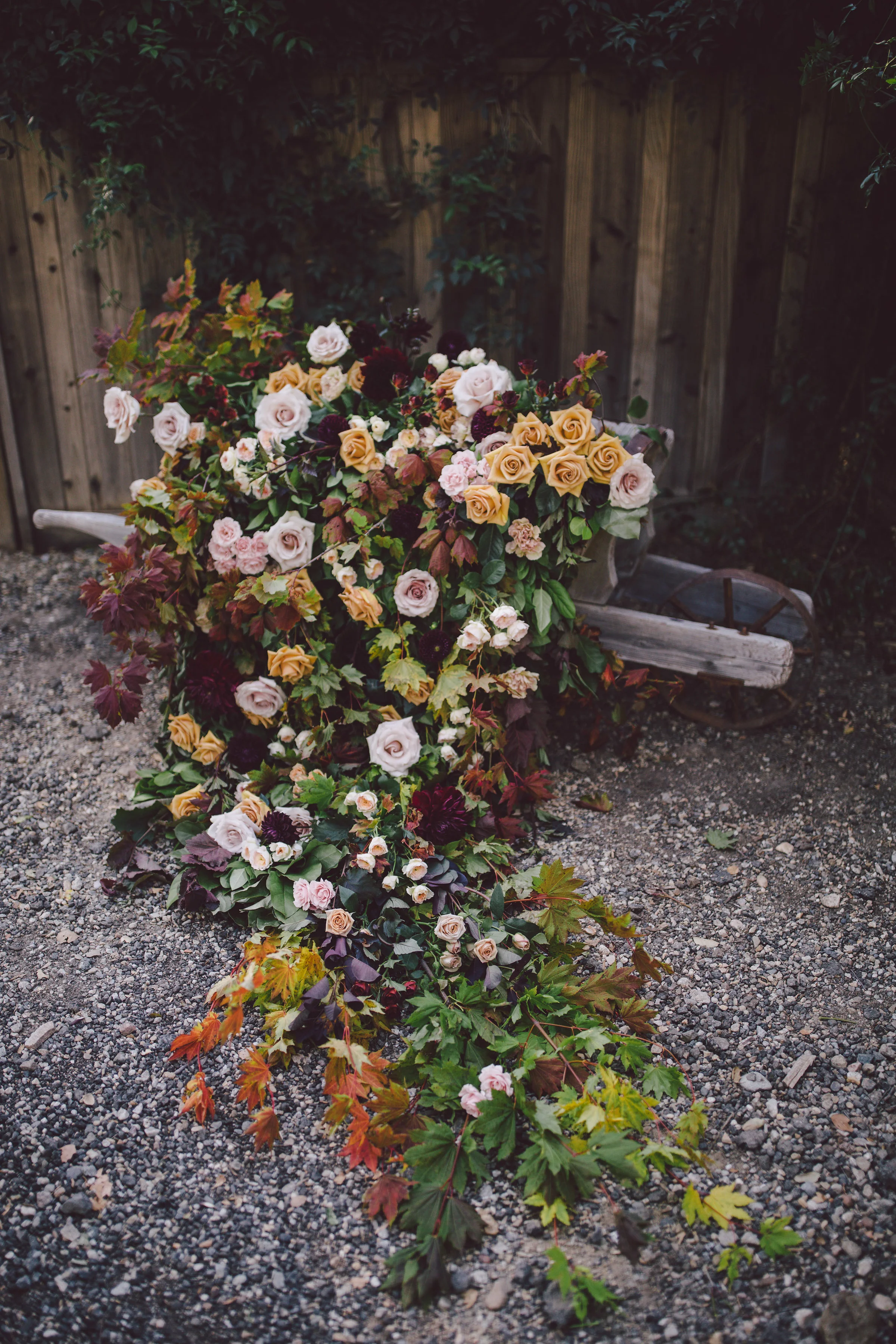 Moody fall floral wheelbarrow