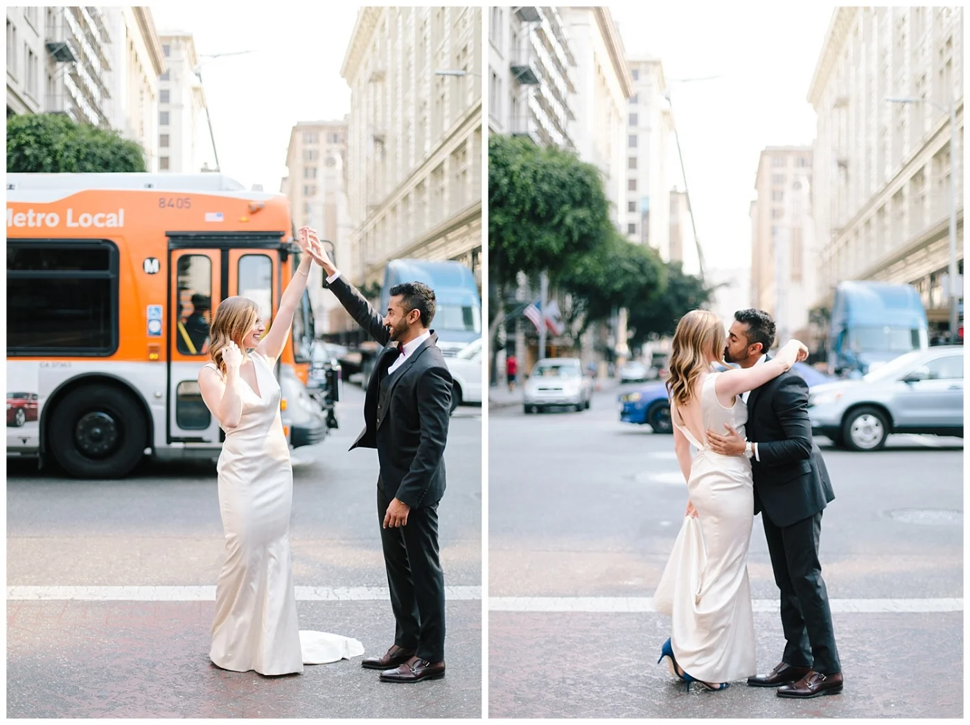 Handsome Sri Lankan Groom and Beautiful Bride First Look photos at The Freehand Hotel in Downtown Los Angeles, Millwick Wedding