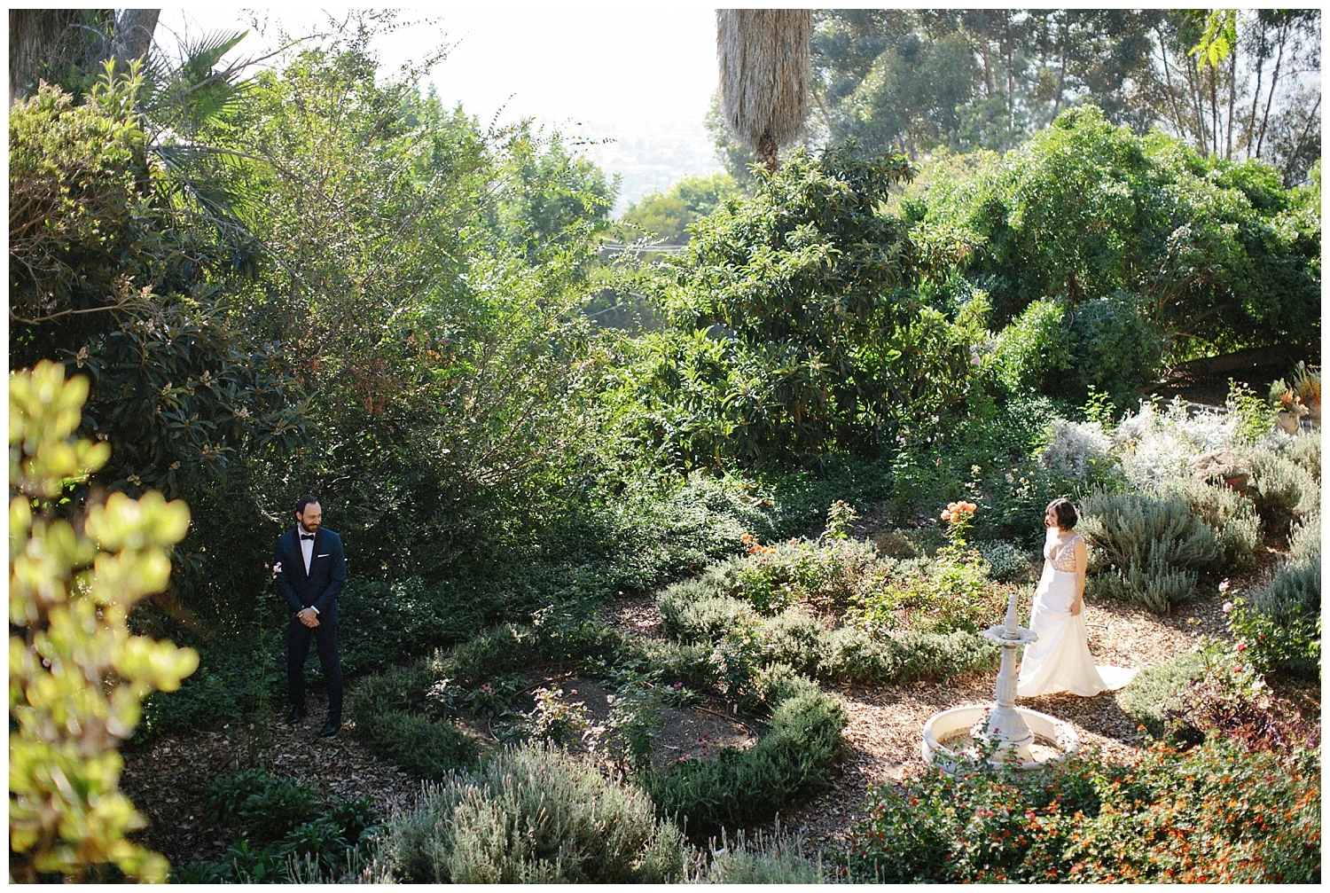 Beautiful & Unique Los Angeles Wedding. Paramour Estate Wedding Venue. Planned by Art & Soul Events, Photographed by Chris Glenn, First Look in the Garden