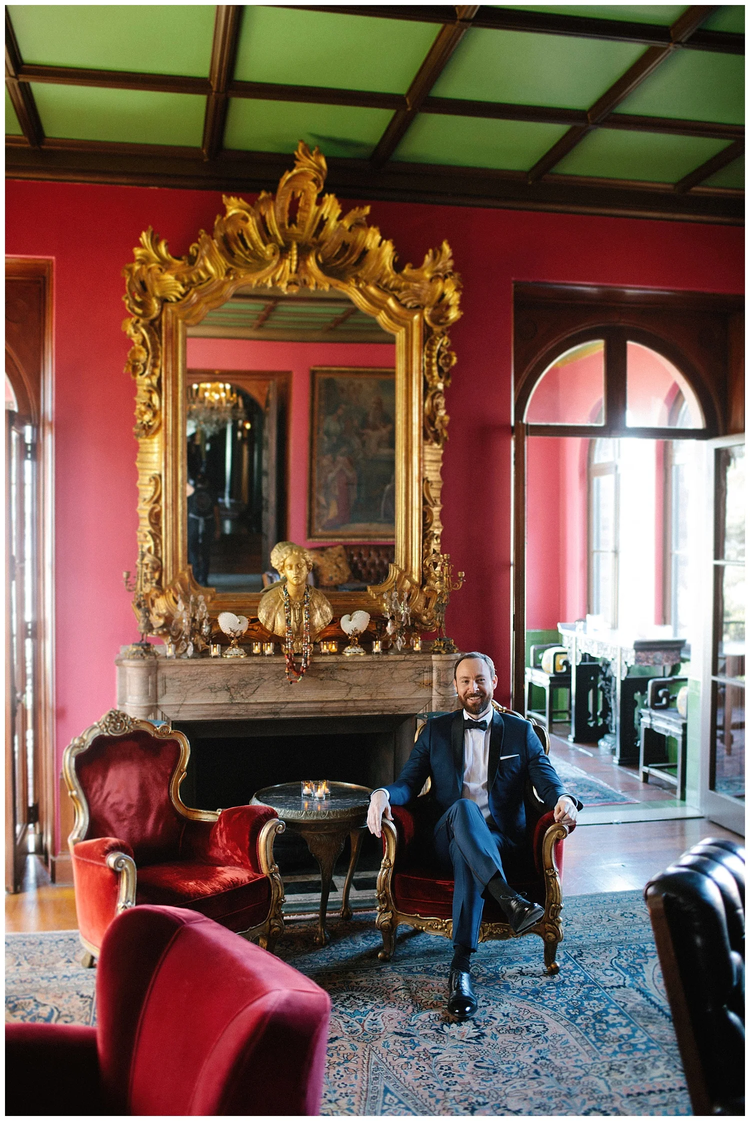 Beautiful & Unique Los Angeles Wedding. Paramour Estate Wedding Venue. Planned by Art & Soul Events, Photographed by Chris Glenn, Groom in the Salon