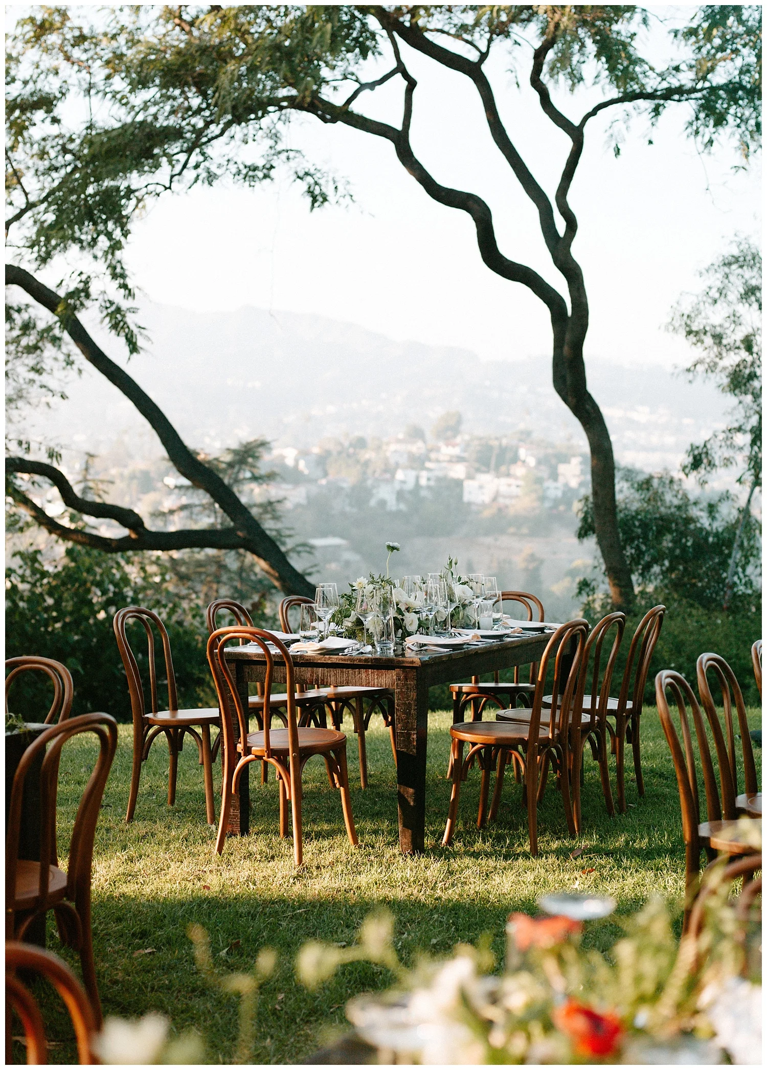 Beautiful & Unique Los Angeles Wedding. Paramour Estate Wedding Venue. Planned by Art & Soul Events, Photographed by Chris Glenn, Al Fresco Dinner on the Upper Lawn