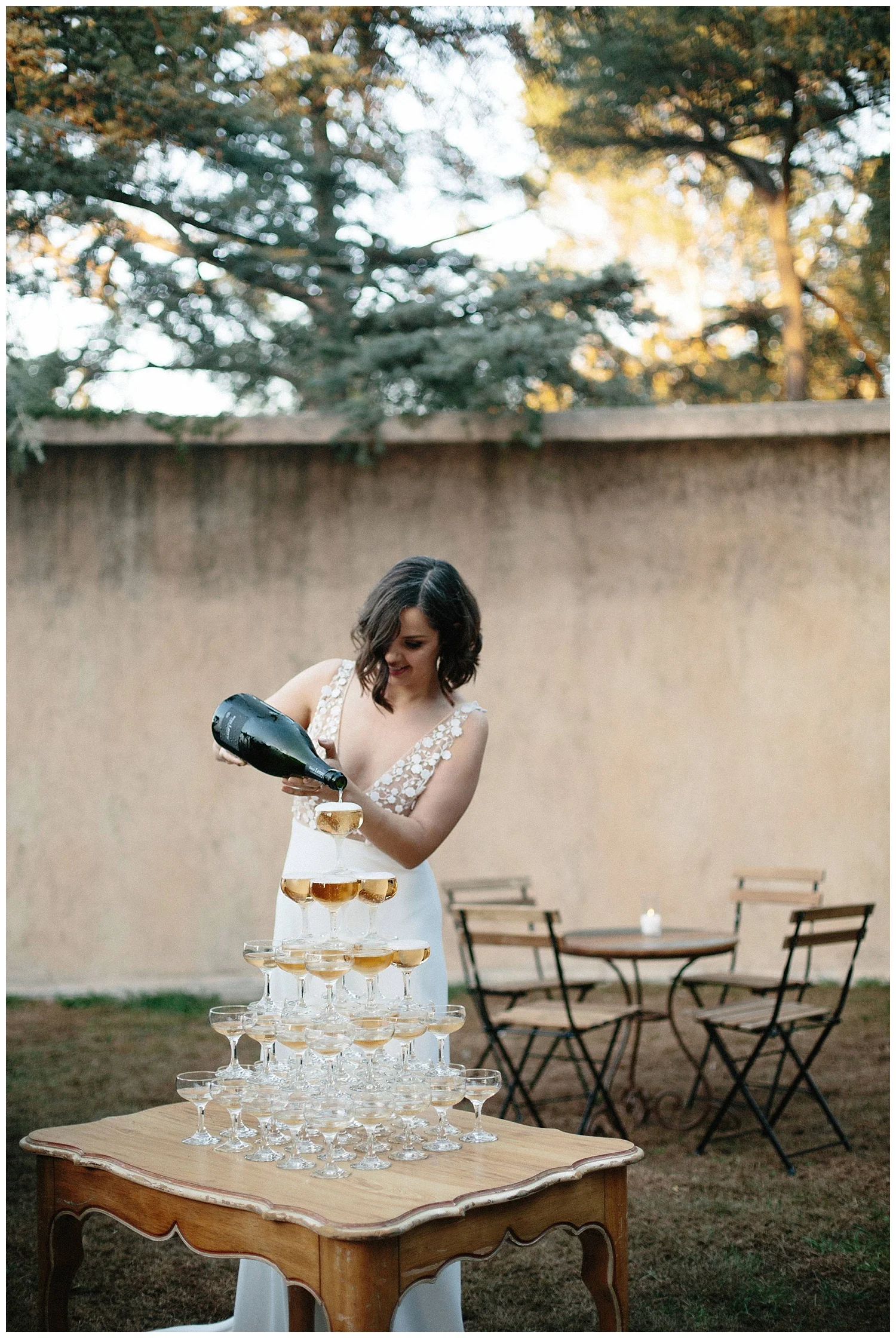 Beautiful & Unique Los Angeles Wedding. Paramour Estate Wedding Venue. Planned by Art & Soul Events, Photographed by Chris Glenn, Champagne Tower Toast