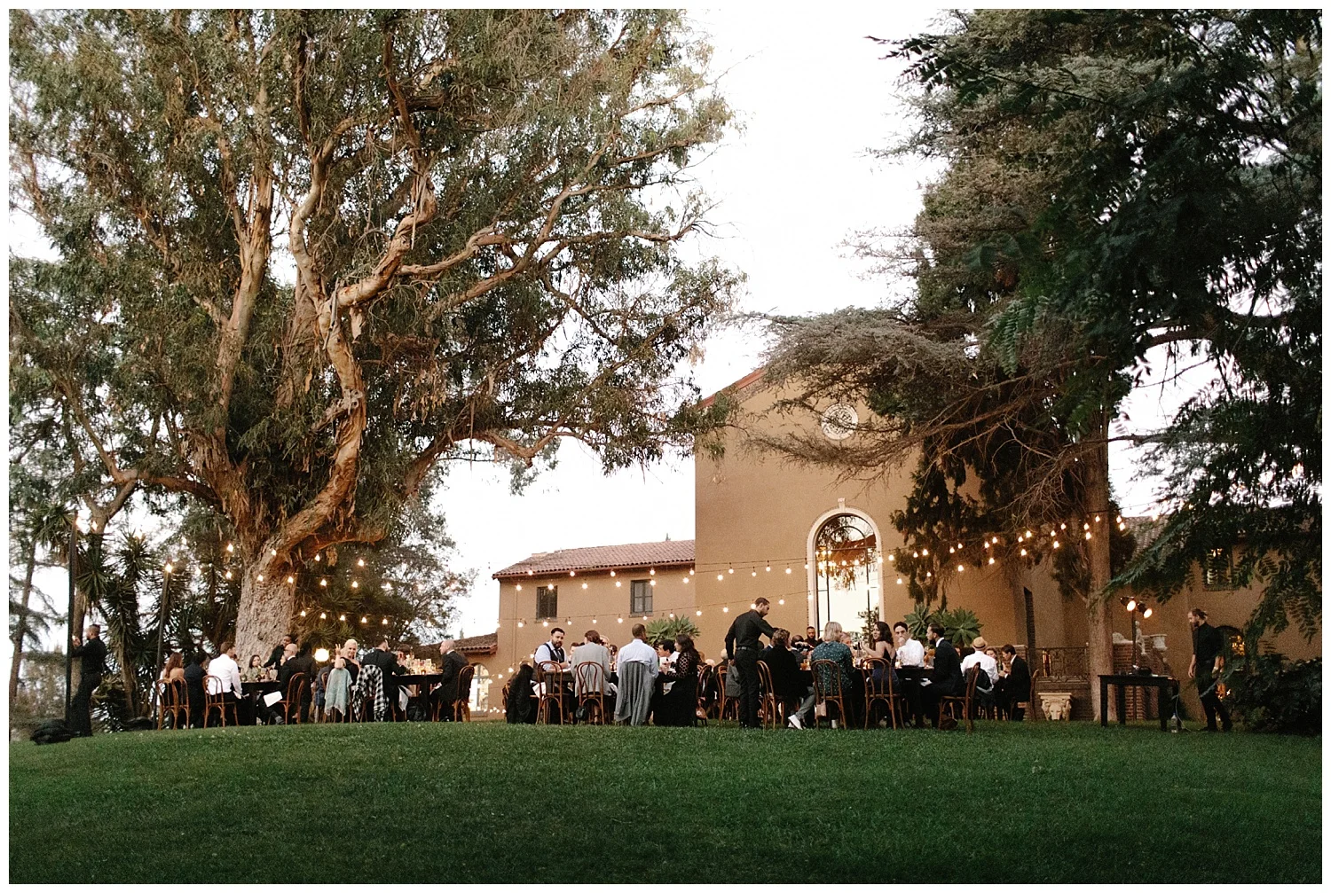 Beautiful & Unique Los Angeles Wedding. Paramour Estate Wedding Venue. Planned by Art & Soul Events, Photographed by Chris Glenn, Al Fresco Dinner on the Upper Lawn