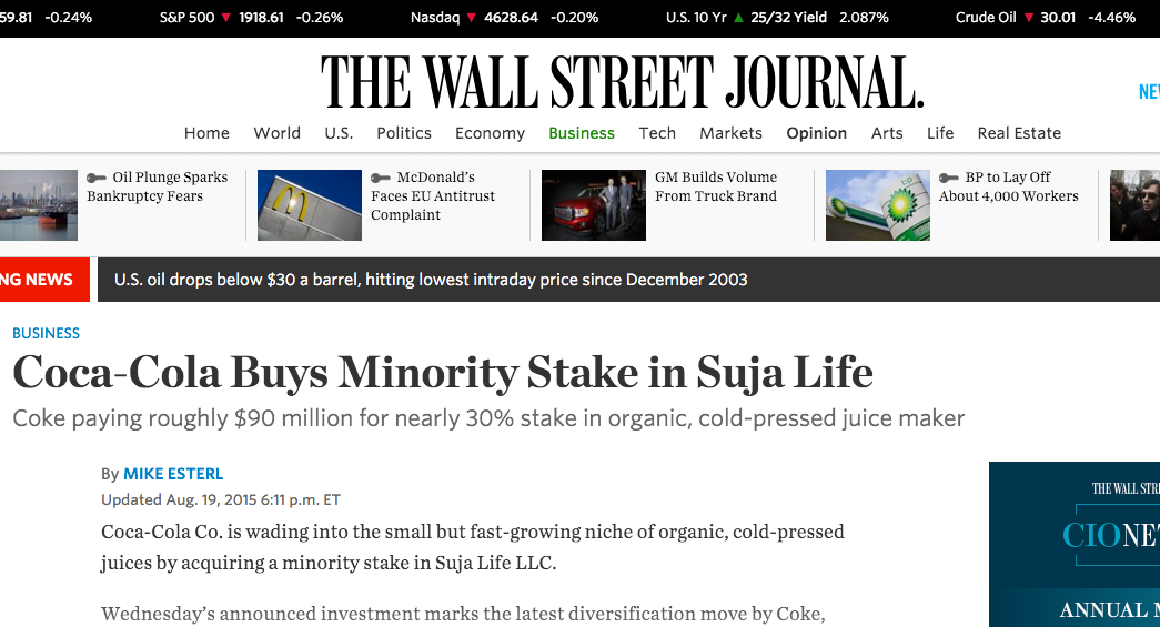 Suja: WSJ