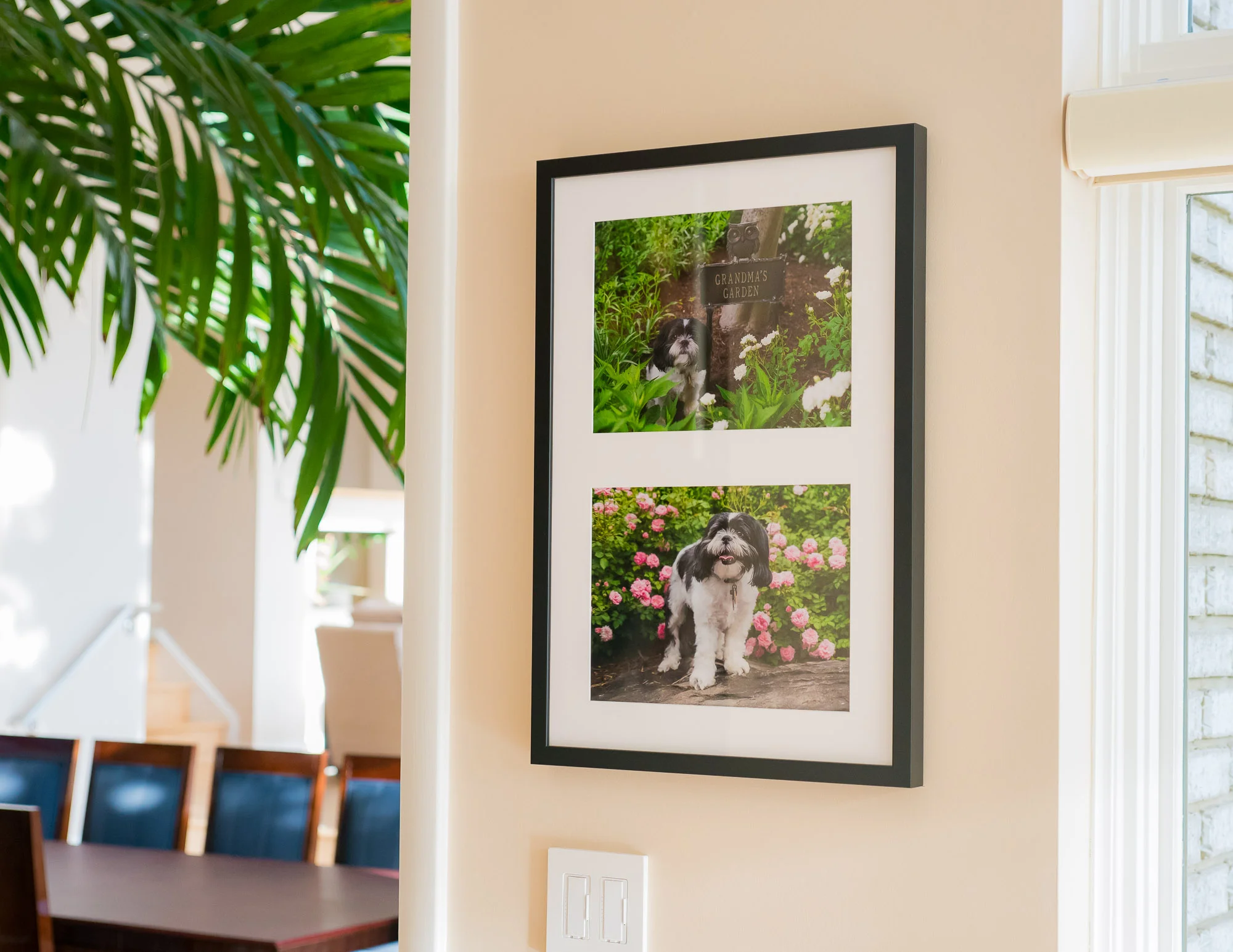 Here is his framed portraits on the wall