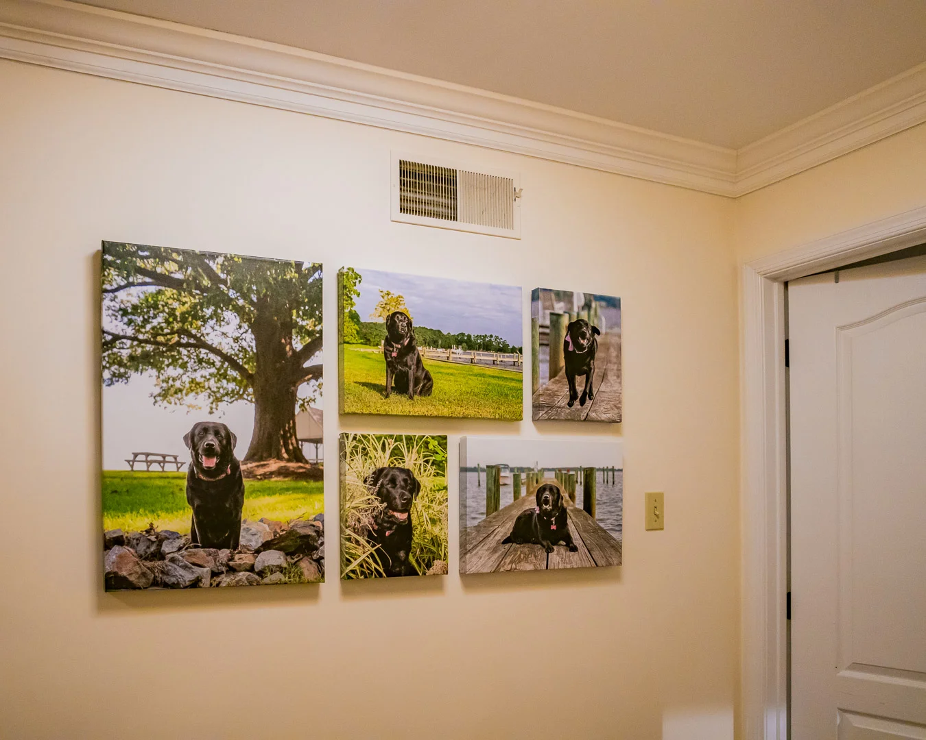 At the ordering appointment our photographer worked with the client to design an amazing wall gallery of canvas prints.