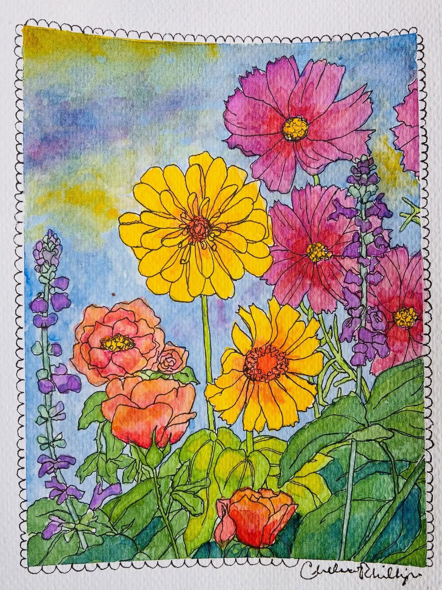 Zinnias, cosmos, drift rose and sage ❤️ some of my garden favorites from summer