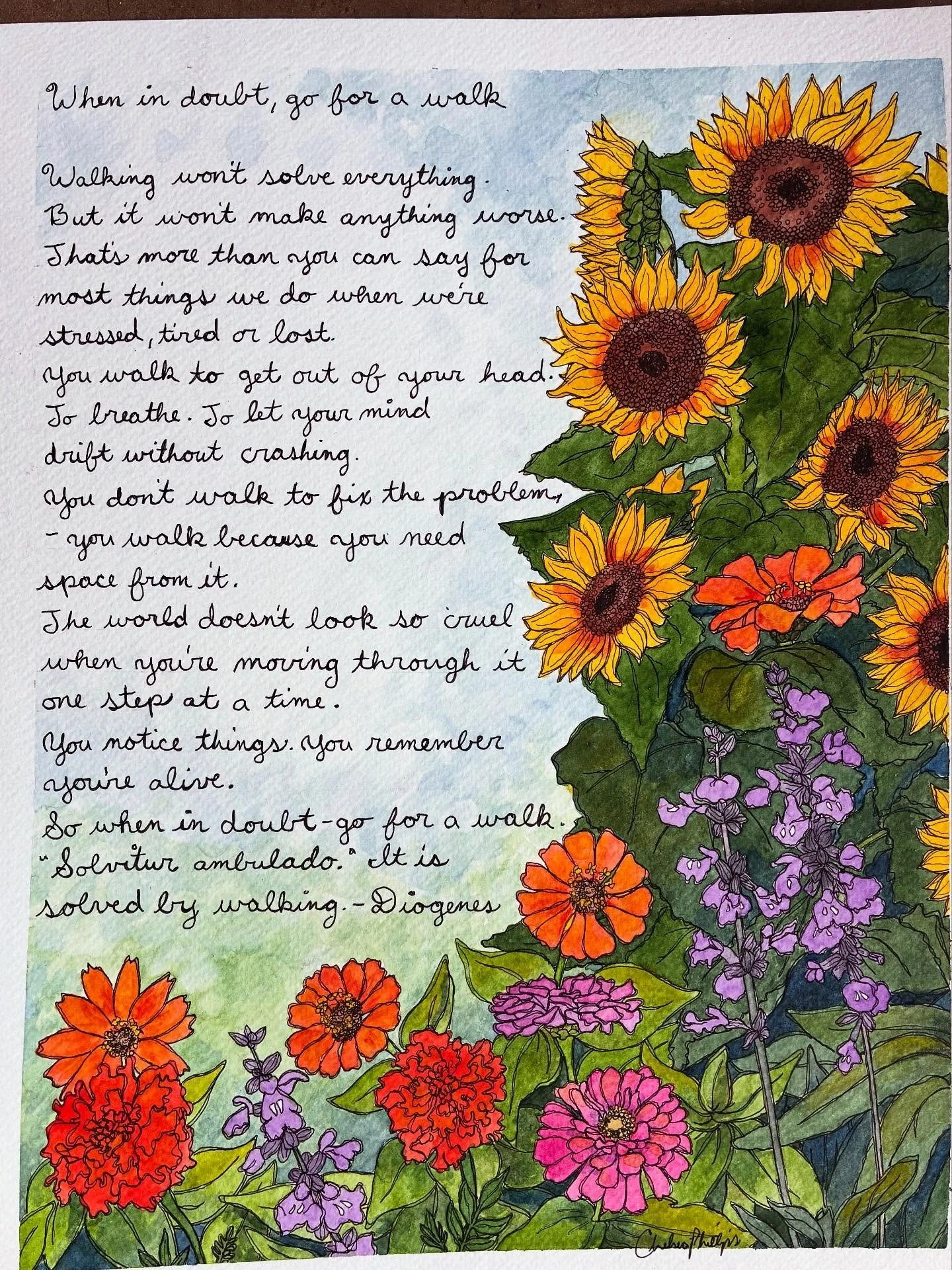 Happy 14th anniversary Joe! I am so lucky to be married to you, to have you as my best friend. 

Joe found this lovely poem about walking and for our anniversary I illustrated it ❤️ 14 years! Cheers to many more