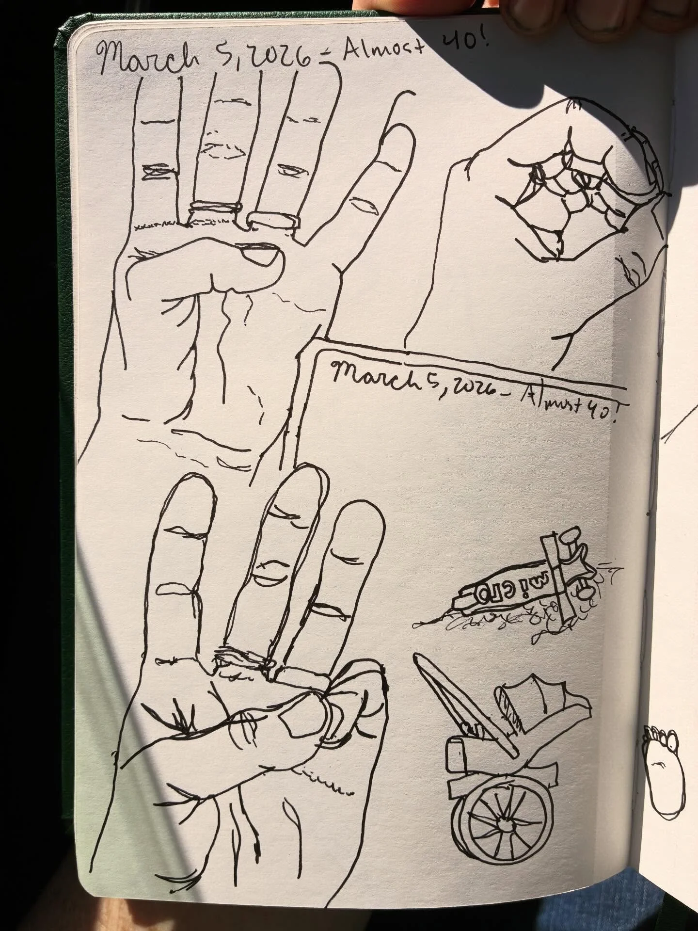 I have been drawing every day, at least 30 minutes, for 51 days straight! I&rsquo;ve been carrying a sketchbook with me everywhere. I often focus on drawing hands because they&rsquo;re one of the hardest things to draw, they&rsquo;re so expressive&he