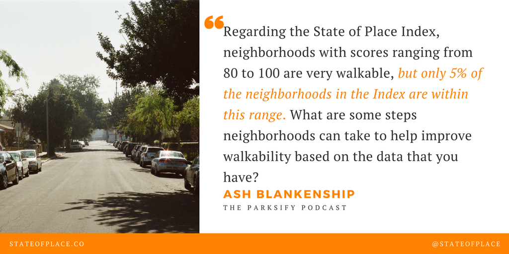 Regarding the State of Place Index, neighborhoods with scores ranging from 80 to 100 are very walkable, but only 5% of the neighborhoods in the Index are within this range. What are some steps neighborhoods can take (1).png