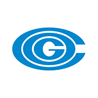 Blue logo with a stylized letter G inside concentric ovals