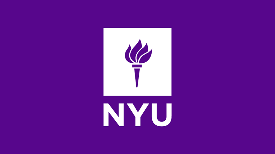 The NYU logo featuring a purple torch with a white background and the letters 'NYU' underneath.