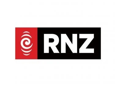 RNZ logo with black and red design
