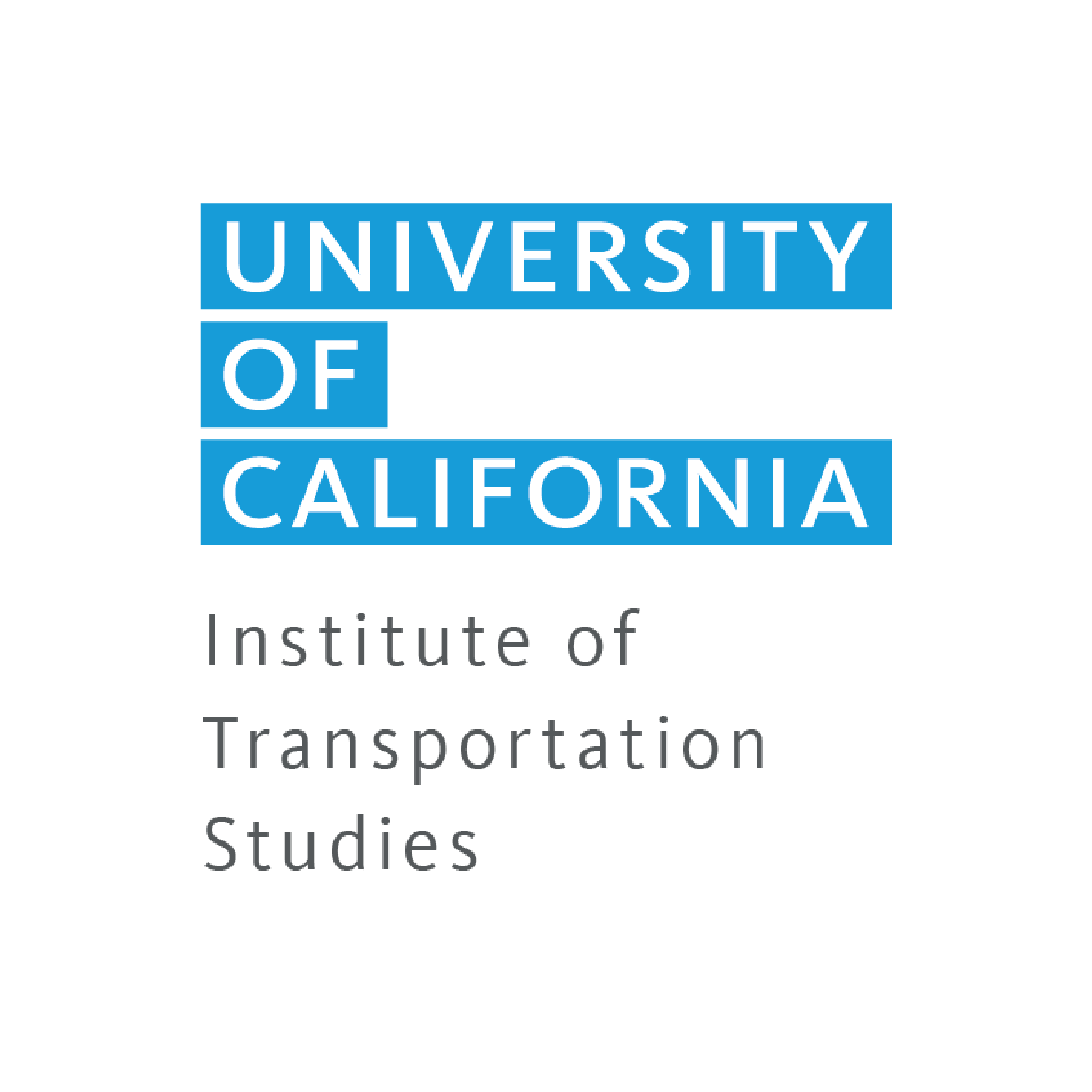 Logo of the University of California, showing blue text on a white background with the words 'University of California' and 'Institute of Transportation Studies'.
