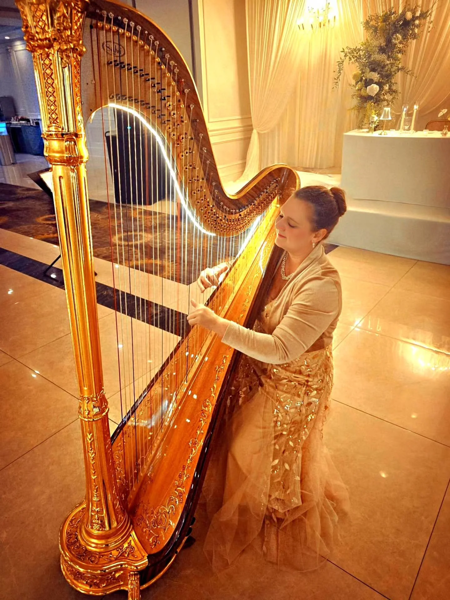 Www.TheMichiganHarpist.com
Www.youtube.com/@themichiganharpist
***
1/3 Weddings this past weekend!
This bride's wedding reception at @laromabanquethall was garden-themed, creating a natural and warm atmosphere with greenery and gold lights.
She cr