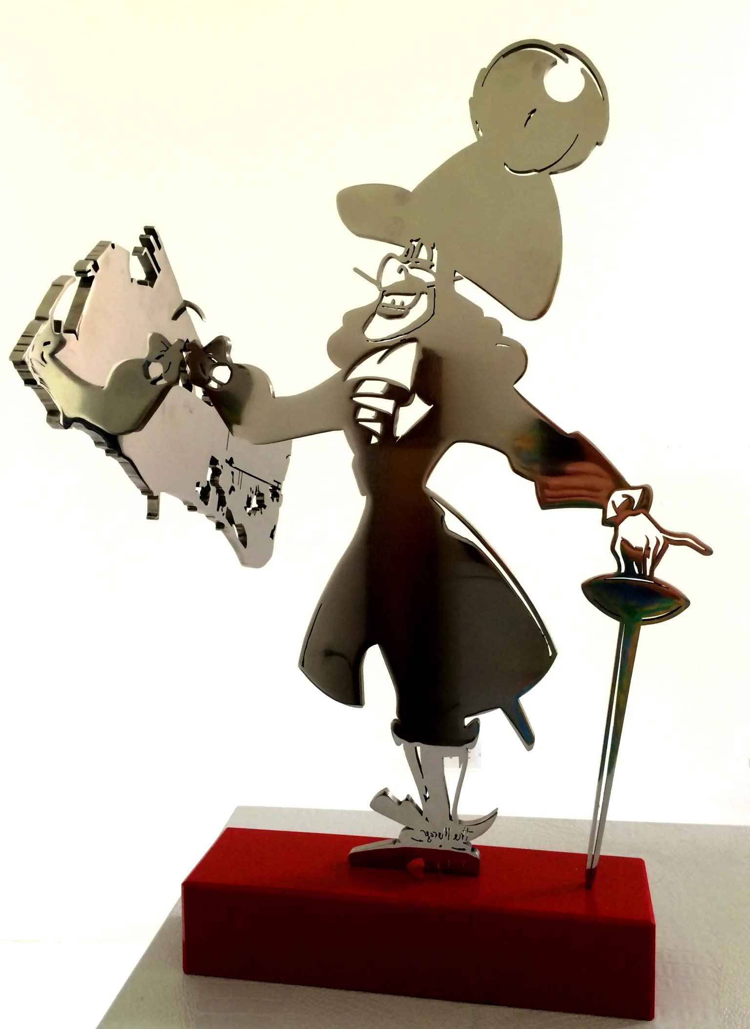 The Merger, Hooked On Key West, 70 x 18 x 18, Stainless Steel on Quartz Base