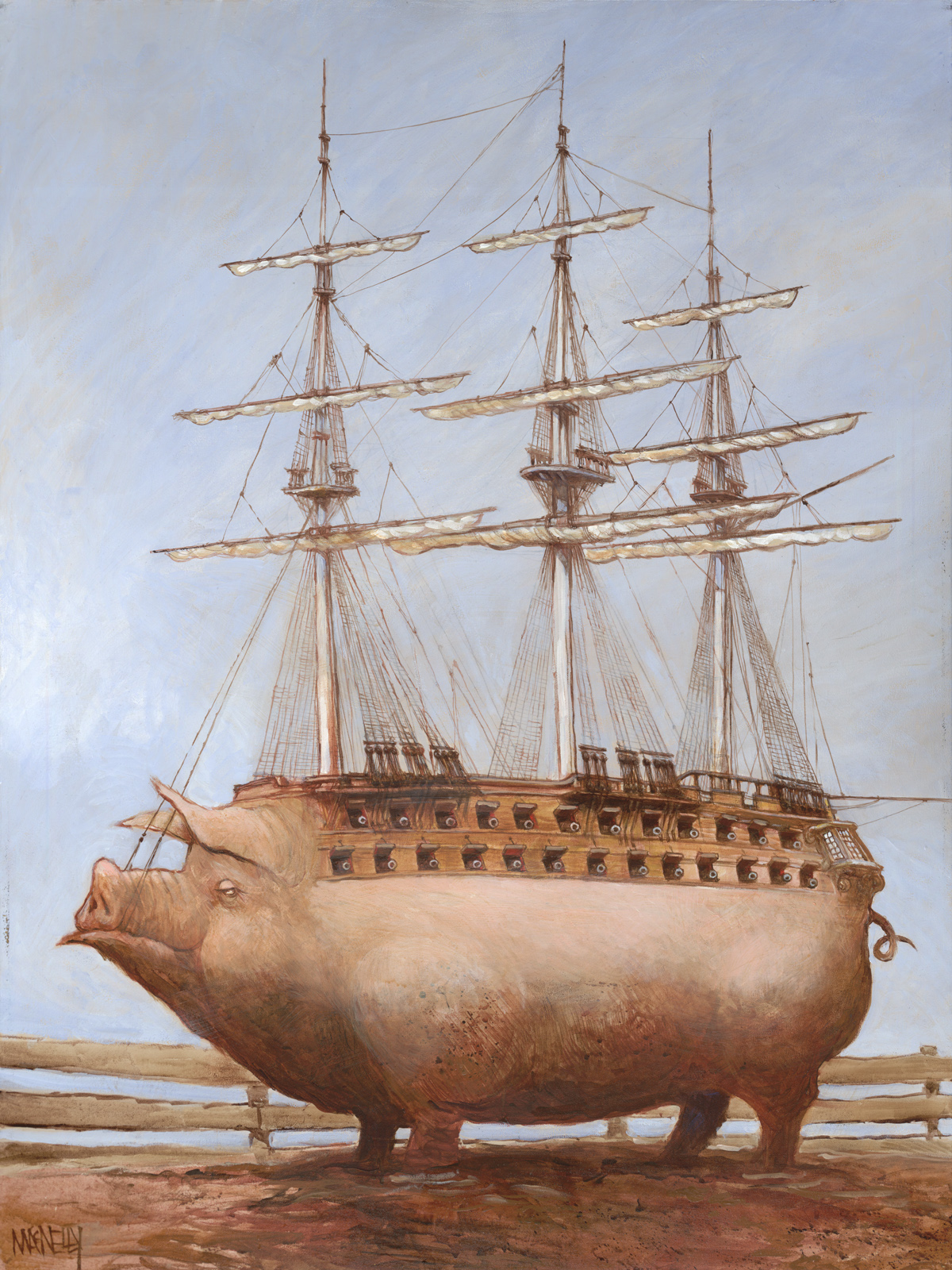 Pig-O-War, 40 X 50, Oil on Canvas