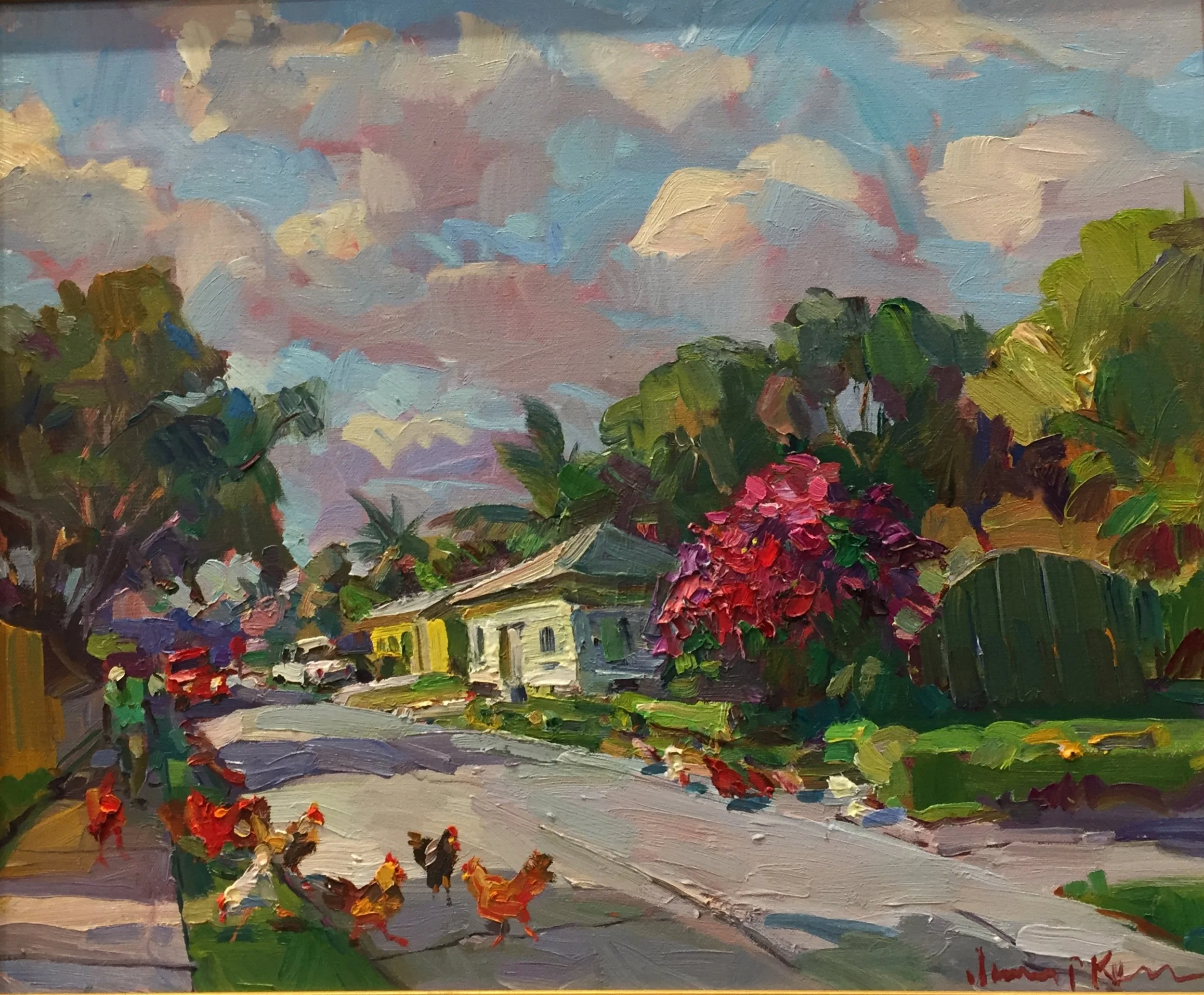 Neighborhood Hens, 20 X 24, Oil On Canvas at the Gallery on Greene