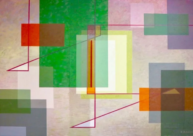 Alfred D Crimi, Space and Planes, 24 x 34, Oil On Canvas