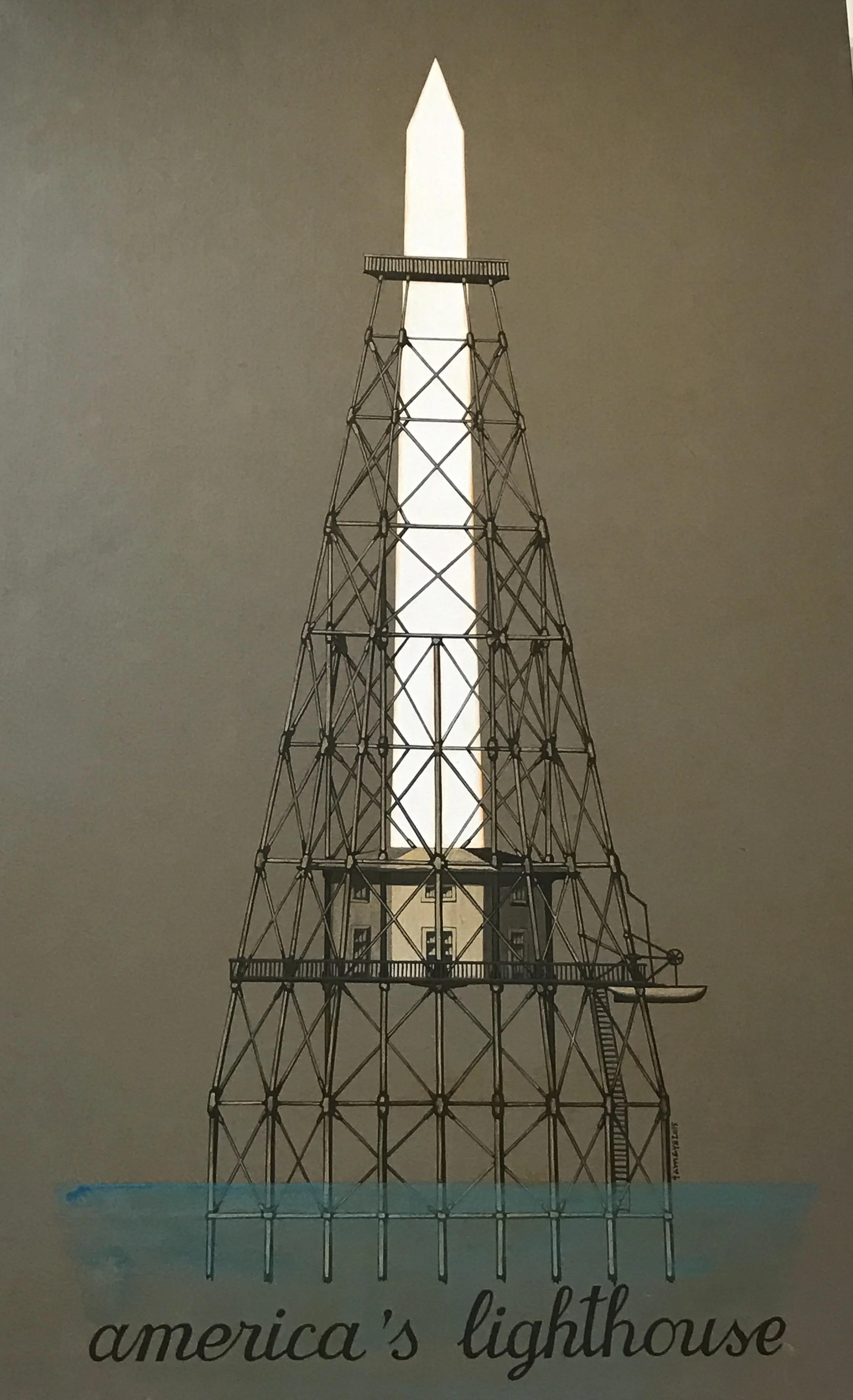 Tamayo's "American Lighthouse", 48 X 30, Oil at the Gallery on Greene