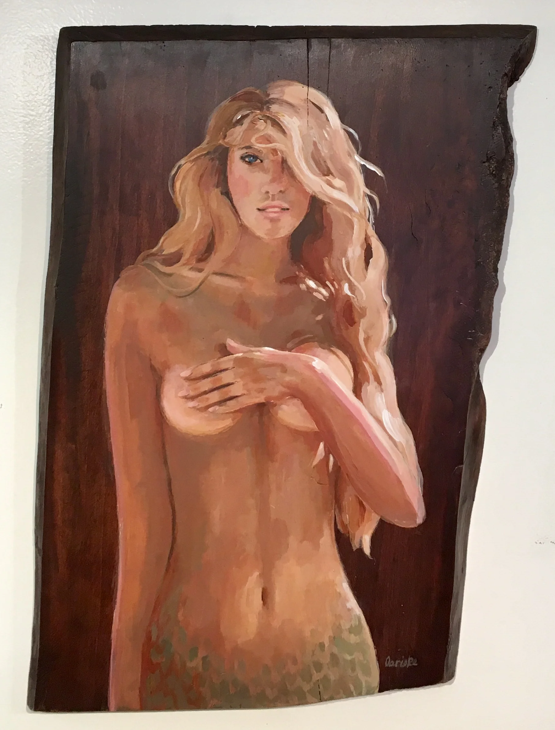 Linda's Rieke's "The Blonde", 24 x 15, Acrylic On Mahogany At The Gallery On Greene