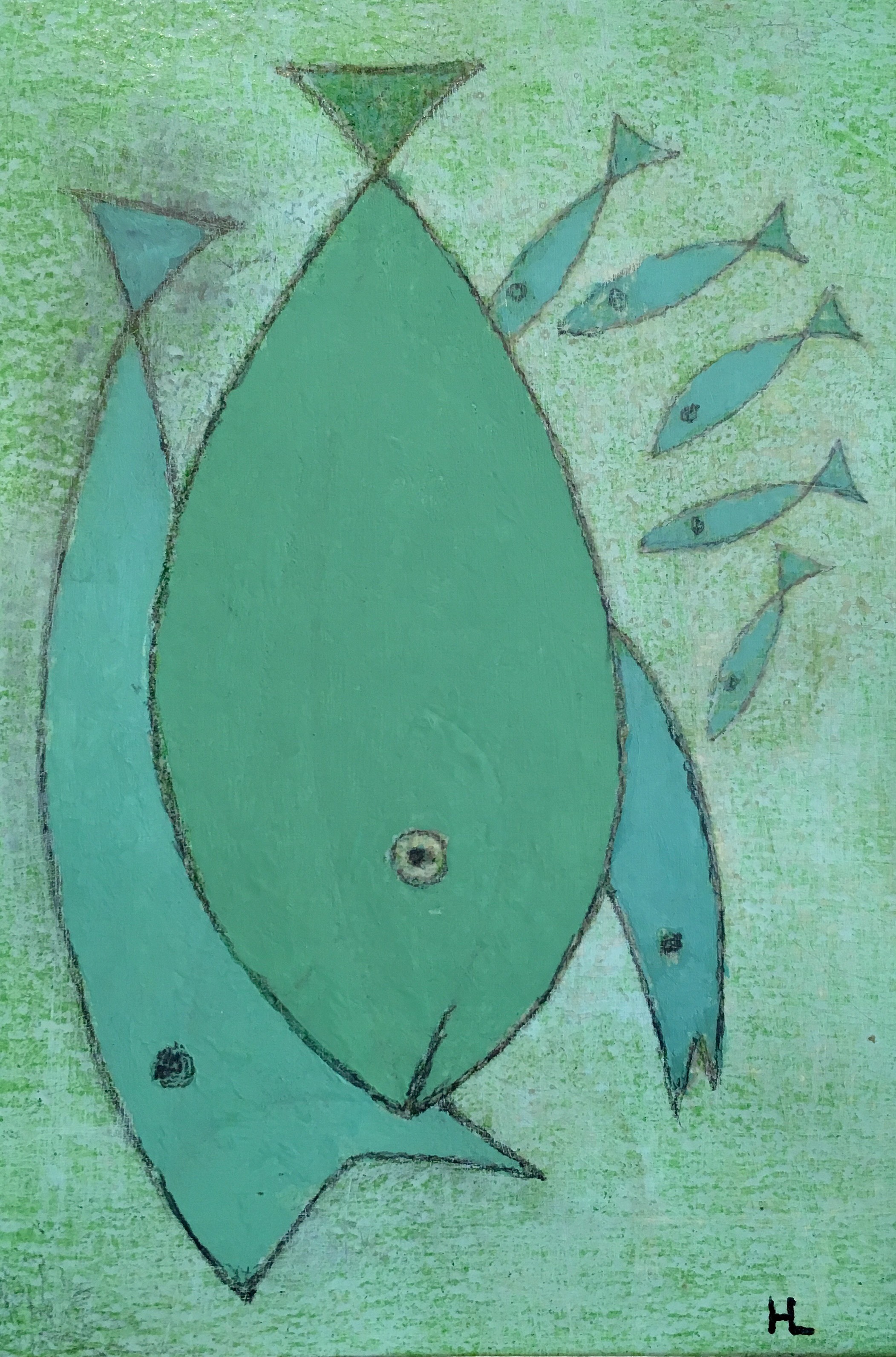 Henry La Cagnina's "Emerald School", 6.5 x 4.5, Mixed Media at the Gallery on Greene