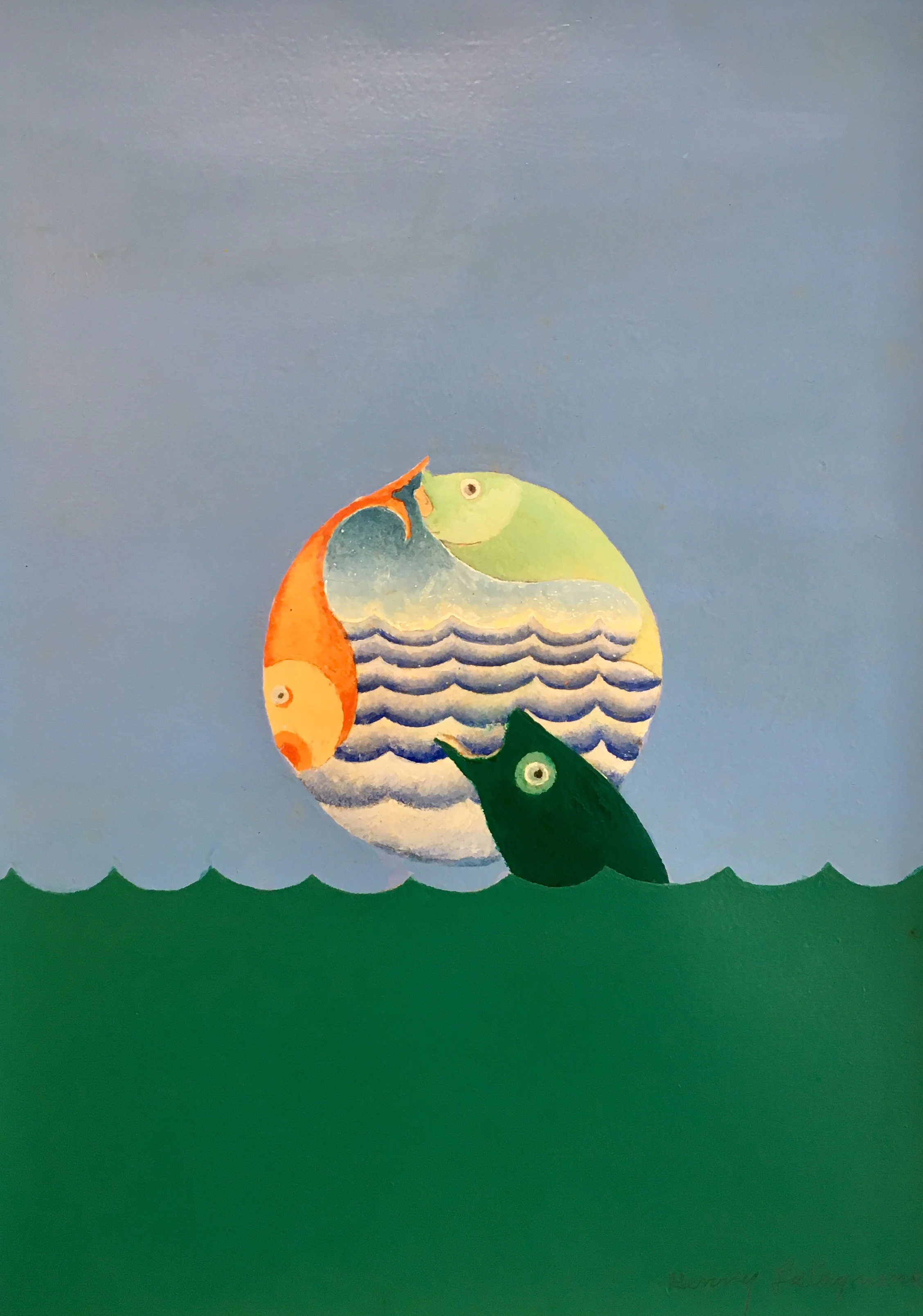 Henry La Cagnina's "Aqua Moon", 14.5 x 10.5, Mixed Media at the Gallery on Greene