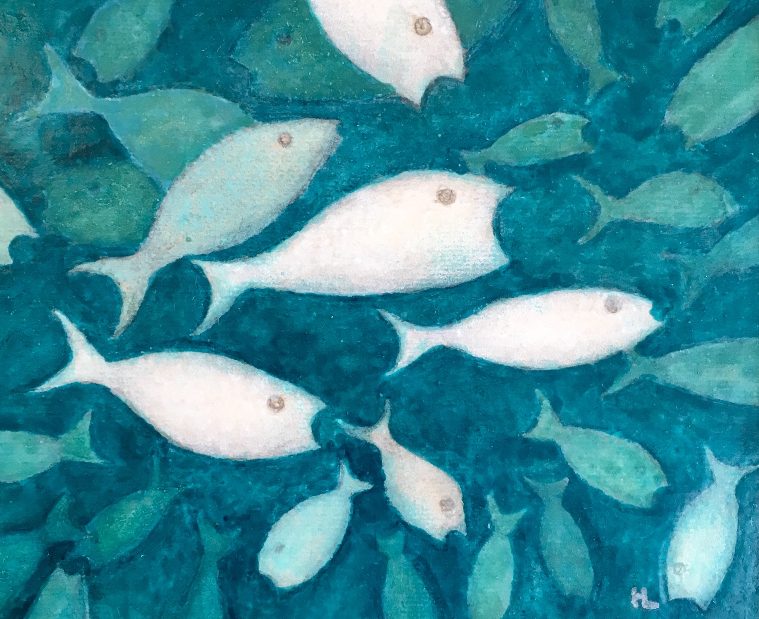 Henry La Cagnina "Fish Tales 4", 6 x7, Mixed Media at the Gallery on Greene