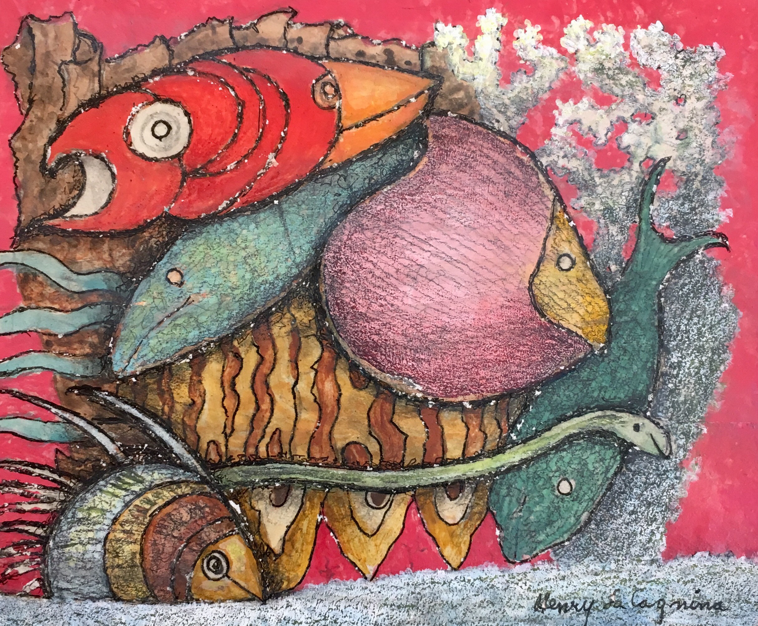 Henry La Cagnina "Coral Study", 5.5 x 6.5, Mixed Media at the Gallery on Greene