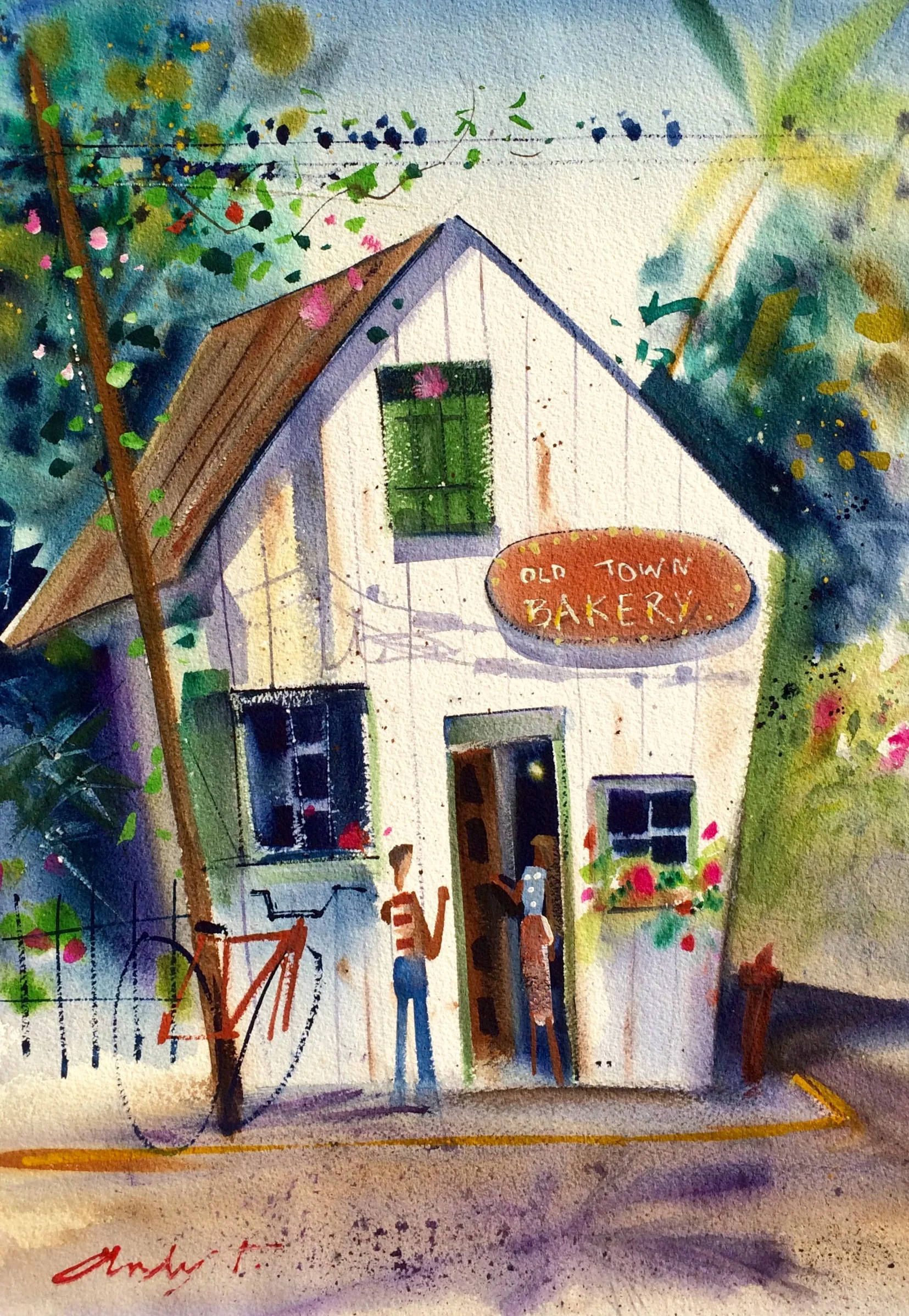 Andy Thurber's "Old Town Bakery", 20 x 24, Watercolor, At The Gallery On Greene
