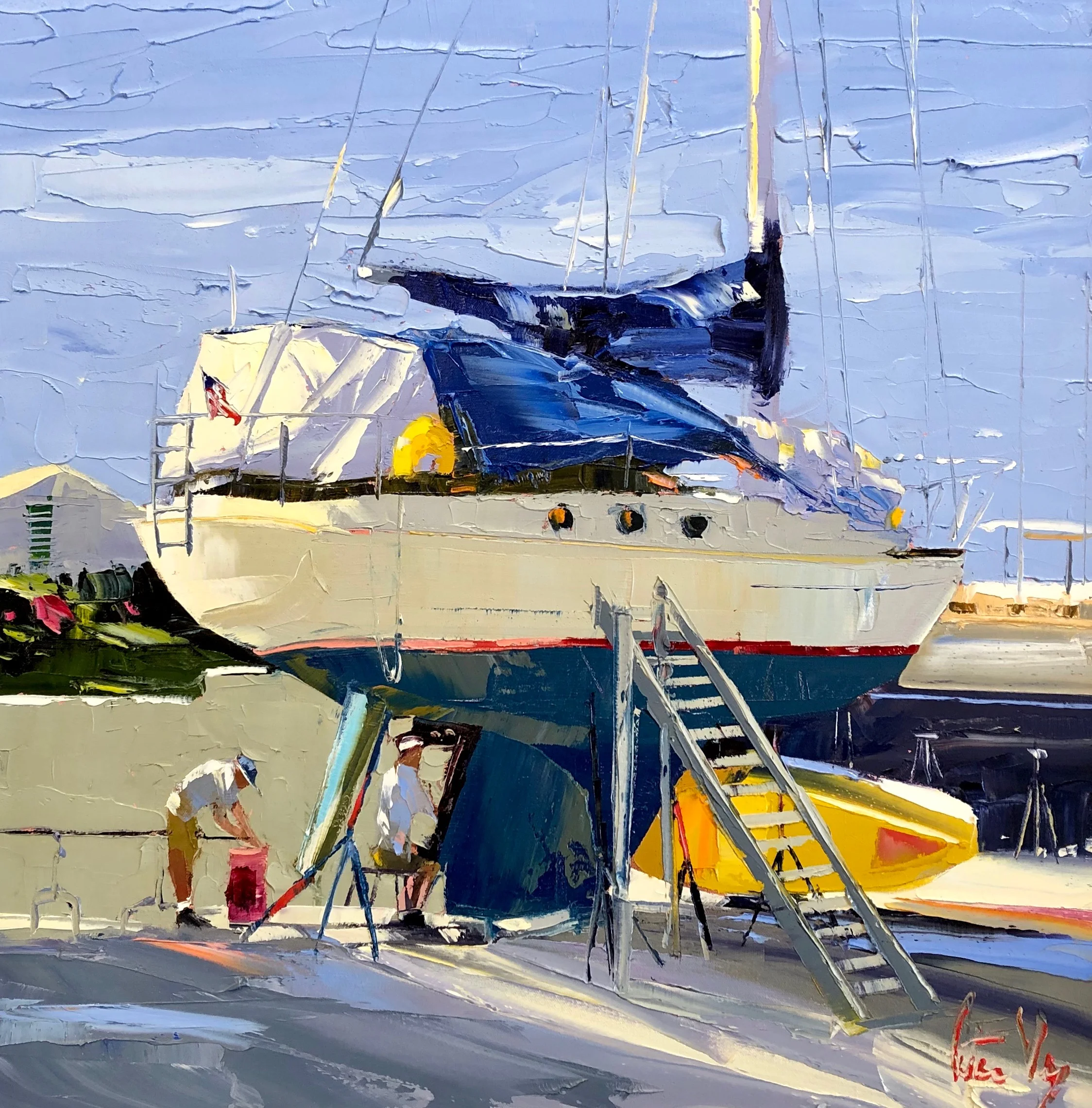 Peter Vey's "Stock Island Haul Out", 24 x 24, Oil on Linen 