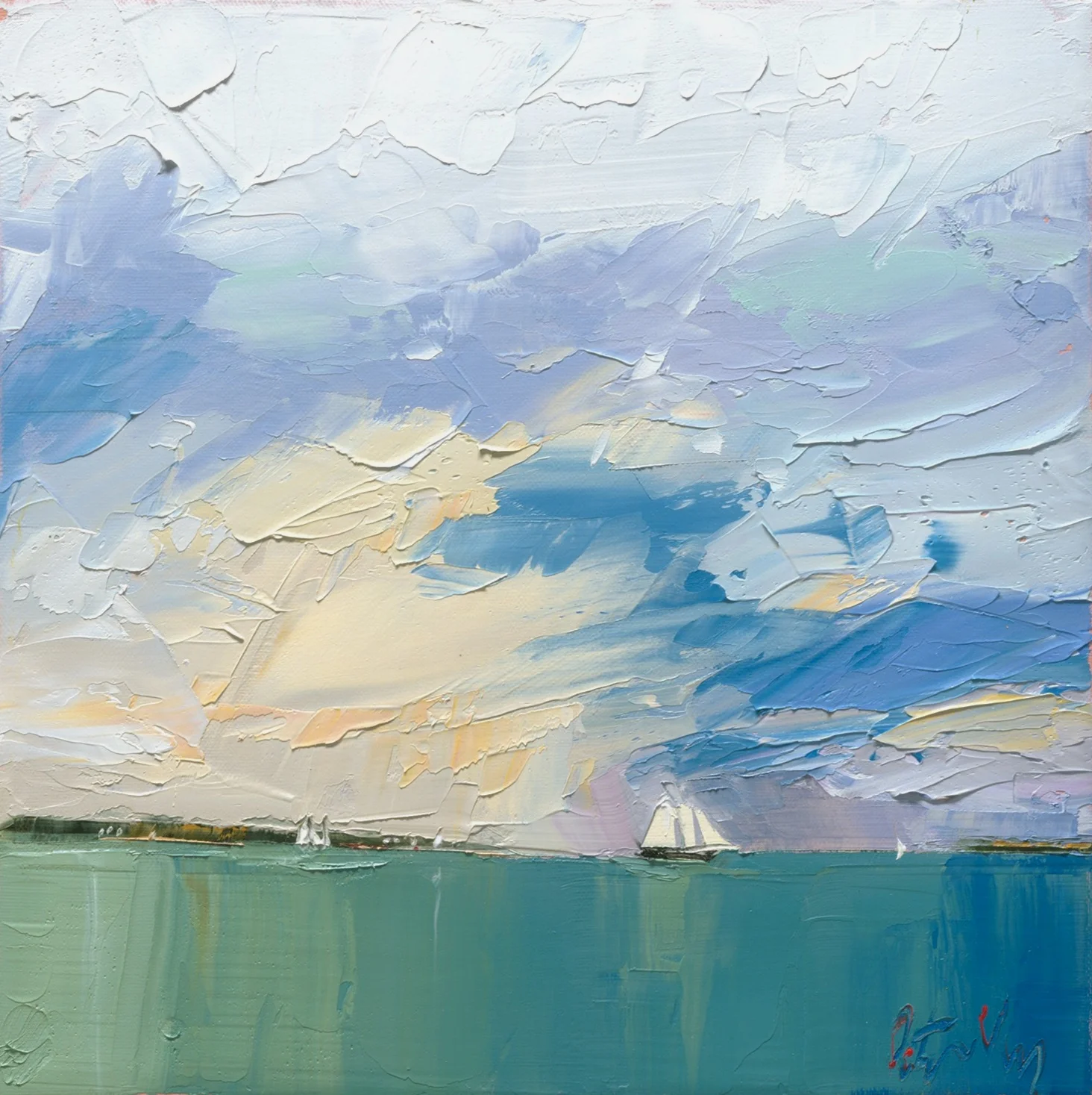 Peter Vey's "Smooth Sailing", 10 x 10, Oil On Linen