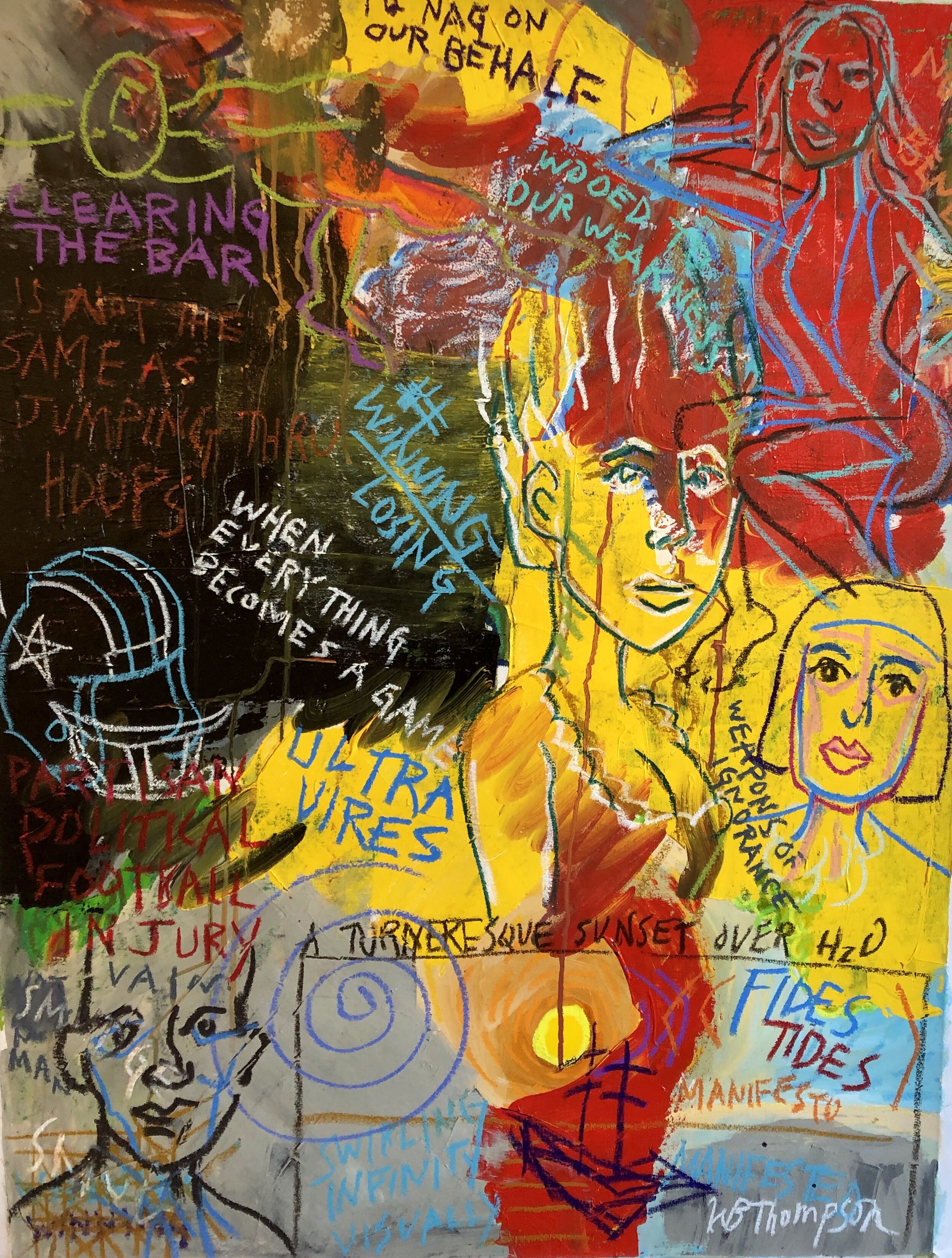 W.B. Thompson's "The Man With A Barbed Wire Soul #1", 40 x 30, Acrylic and Oil Stick