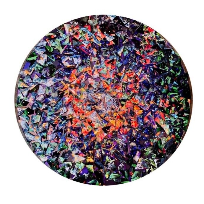 Mabel Poblet "Crepusculo", 20 in. dia., Mixed Media